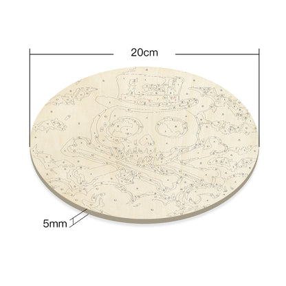 Halloween skulls DIY. Paint by numbers on Wood Slice. 20cm.