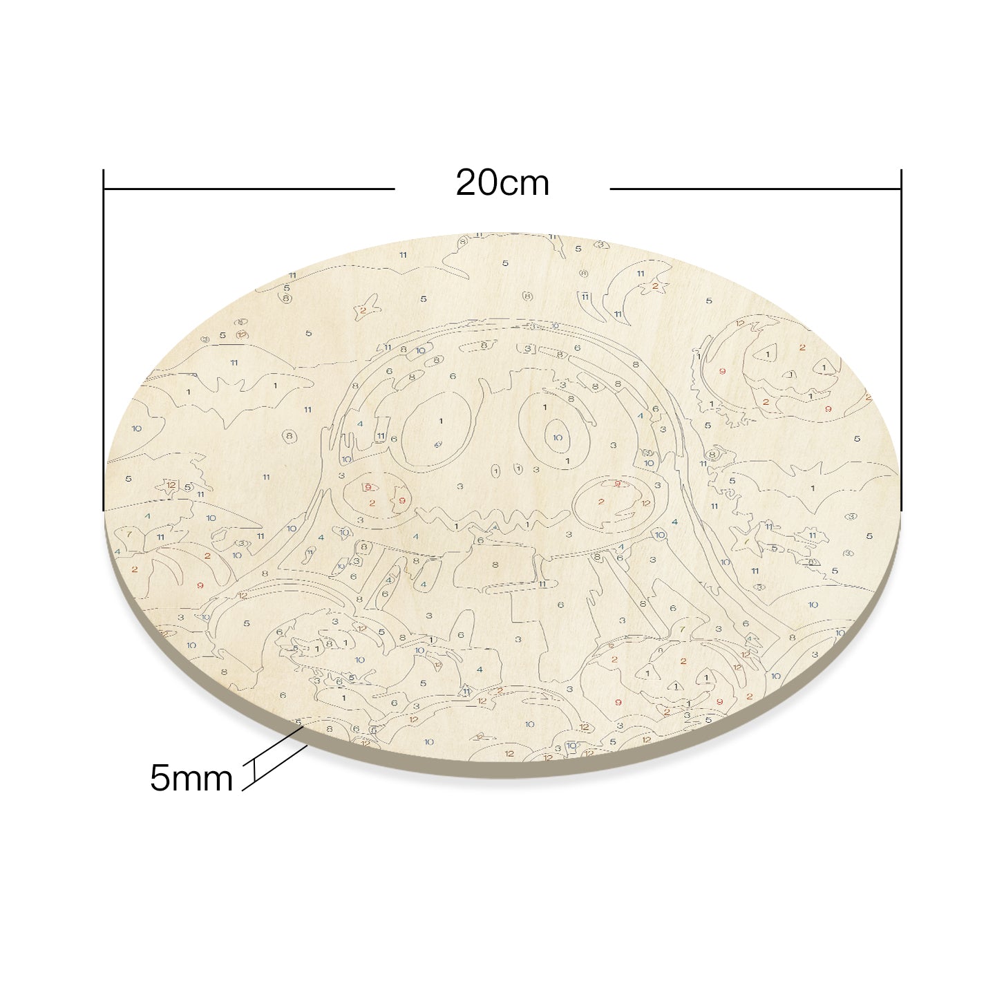 Cute Ghost HalloweenDIY. Paint by numbers on Wood Slice 20cm