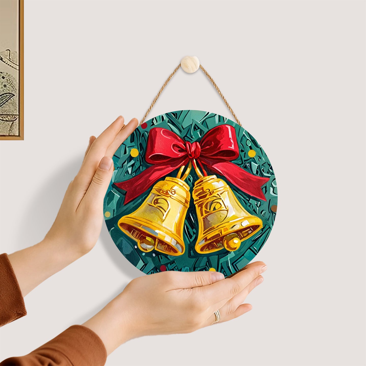 Christmas Bells DIY.Paint by numbers on Wood Slice.20cm.