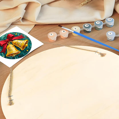 Christmas Bells DIY.Paint by numbers on Wood Slice.20cm.