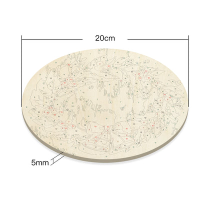 Christmas Wreath DIY. Paint by numbers on Wood Slice 20cm.