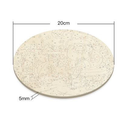 Santa in Snow DIY Paint by numbers on Wood Slice. 20cm.