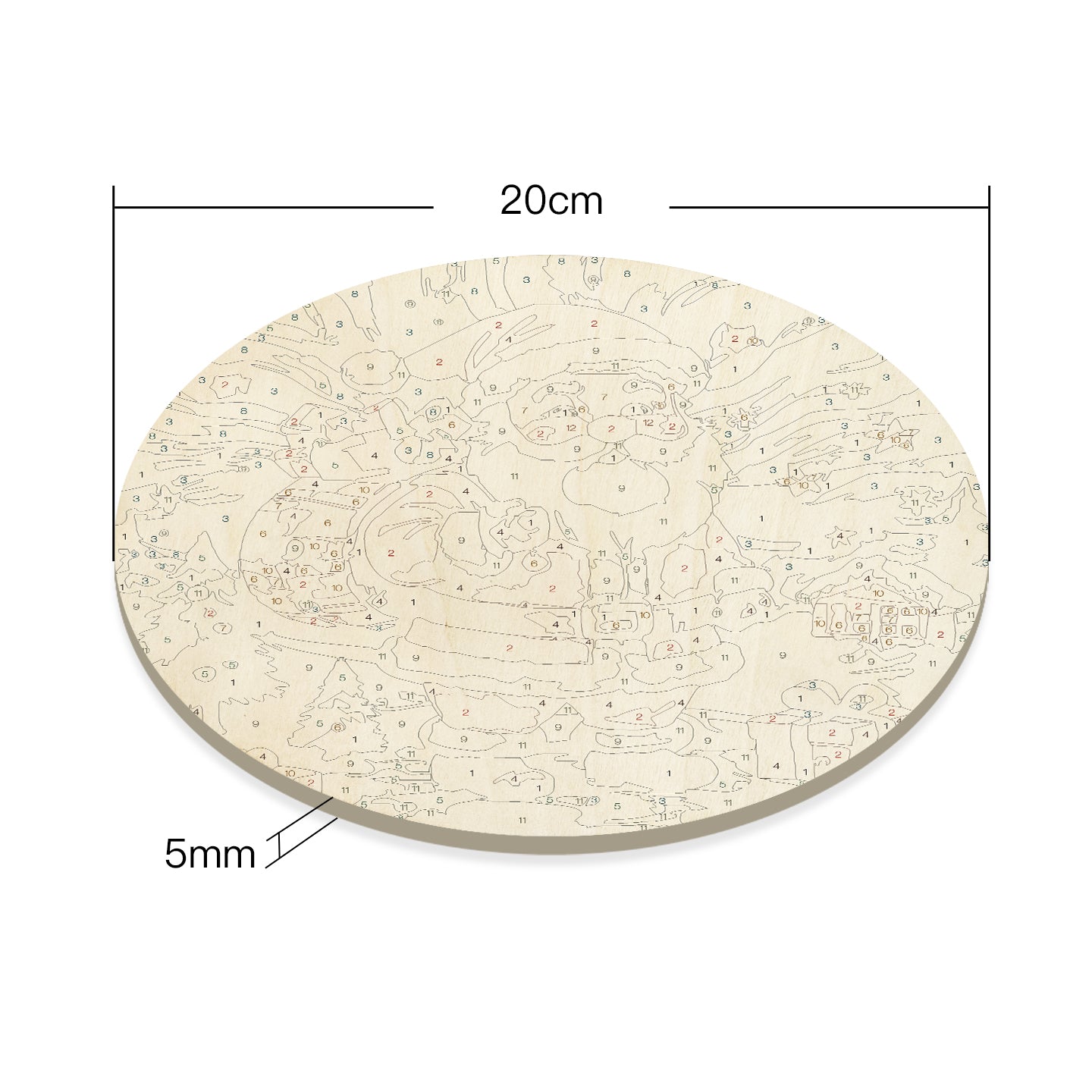 Santa with Gifts DIY. Paint by numbers on Wood Slice. 20cm.