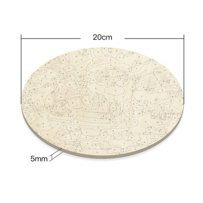 Santa with Gifts DIY. Paint by numbers on Wood Slice. 20cm.