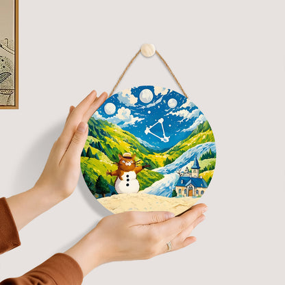 Anime Landscape DIY.  Paint by numbers on Wood Slice. 20cm