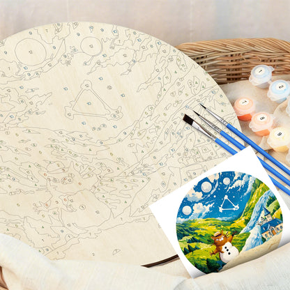 Anime Landscape DIY.  Paint by numbers on Wood Slice. 20cm