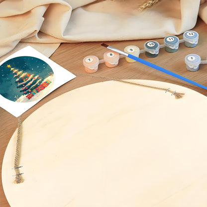 Christmas Tree DIY. Paint by numbers on Wood Slice.20cm