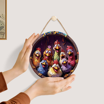 Rooster Party DIY. Paint by numbers on Wood Slice. 20cm.