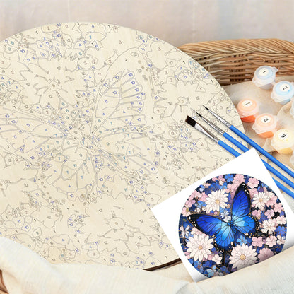 Butterfly DIY. Paint by numbers on Wood Slice.20cm.