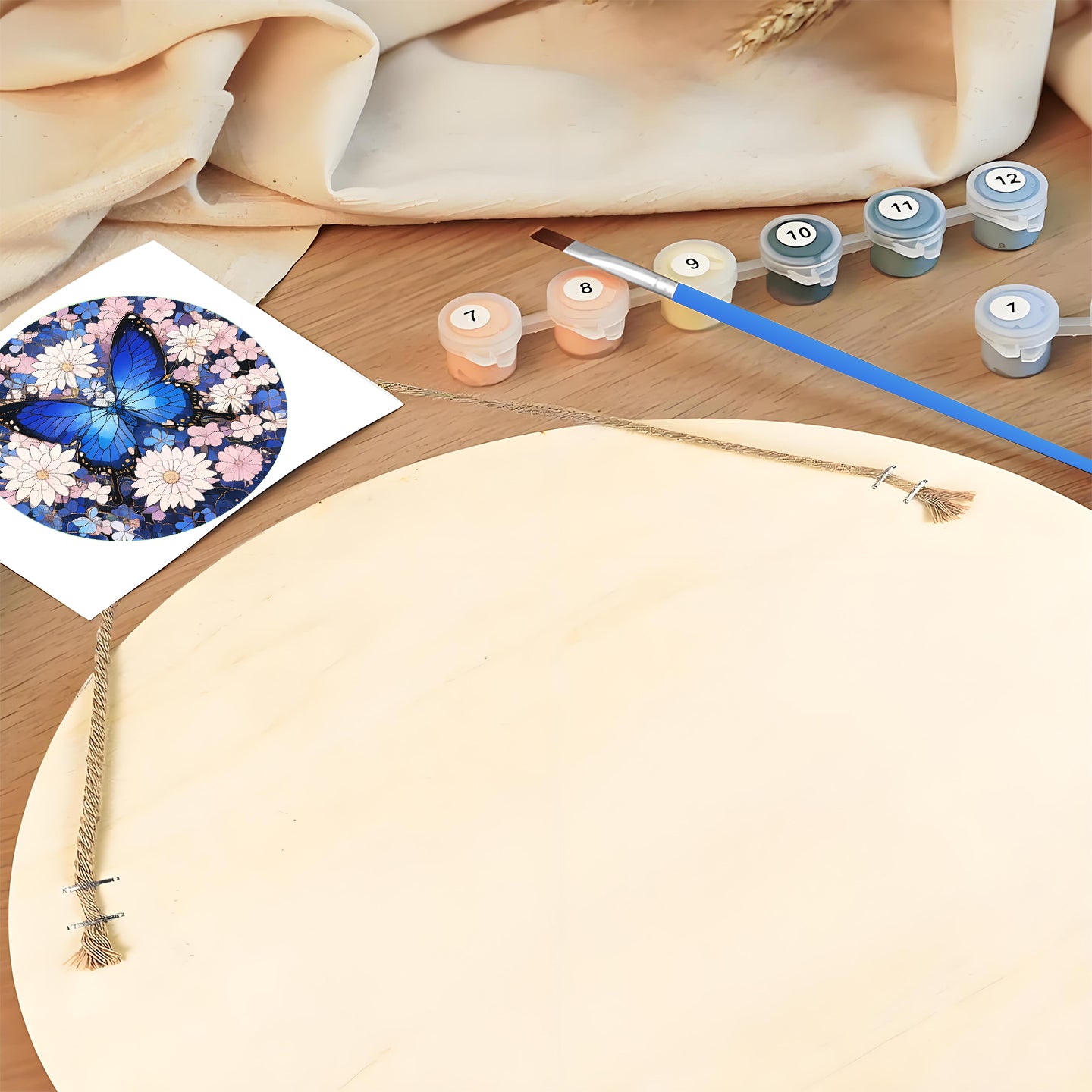 Butterfly DIY. Paint by numbers on Wood Slice.20cm.