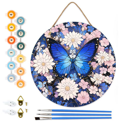 Butterfly DIY. Paint by numbers on Wood Slice.20cm.