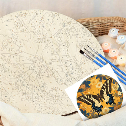 Autumn Butterfly. Paint by numbers on Wood Slice.20cm.