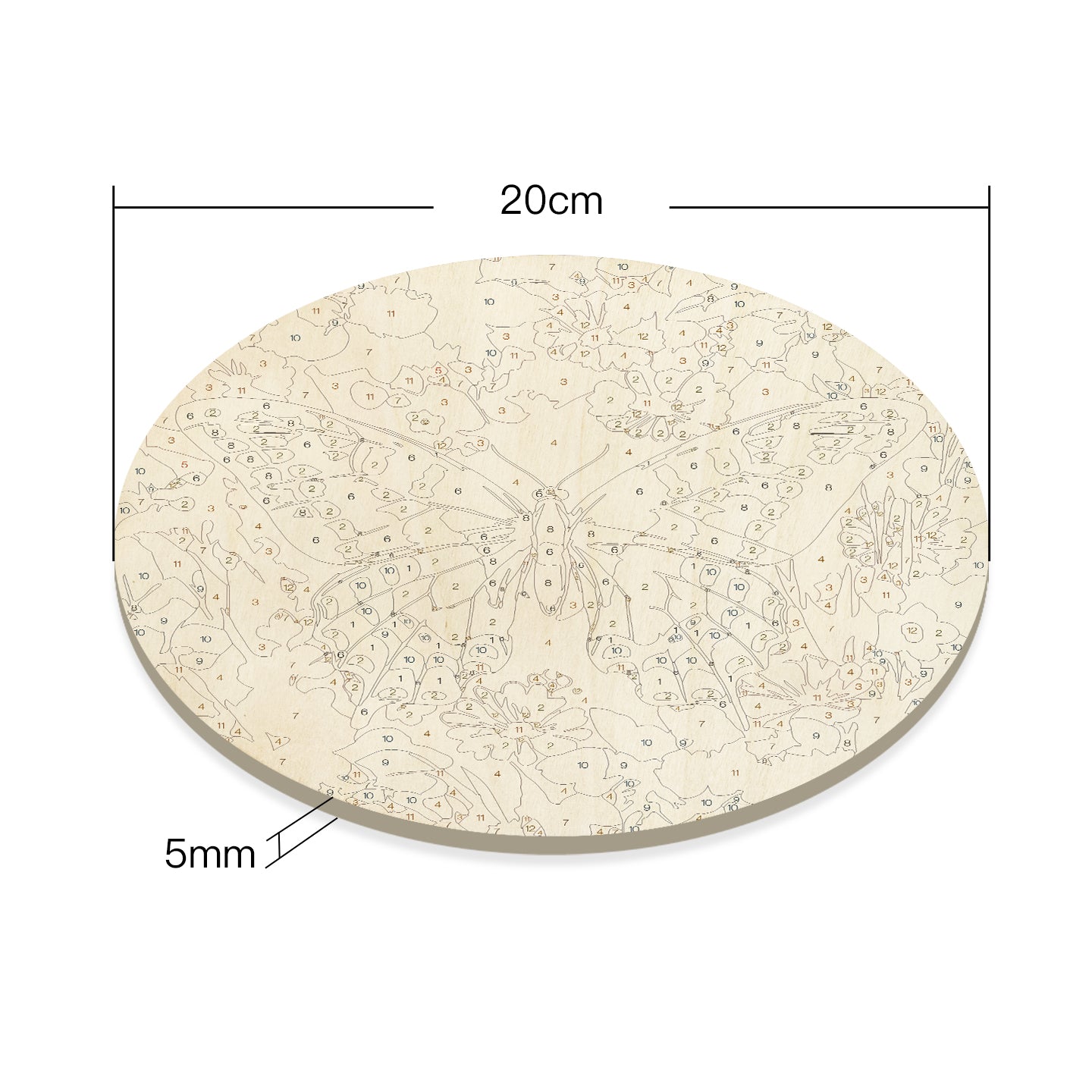 Autumn Butterfly. Paint by numbers on Wood Slice.20cm.