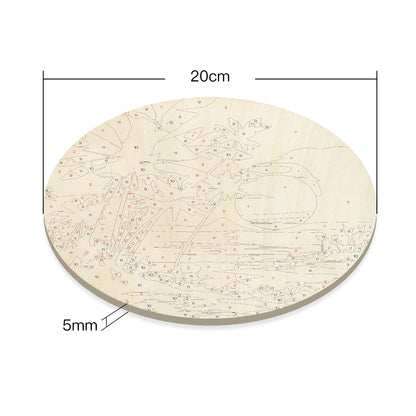 Sunset seascape painting. Paint by numbers on Wood Slice.20cm.