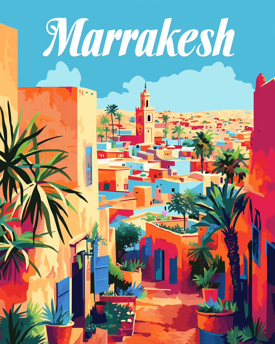 Marrakesh Morocco Travel Poster