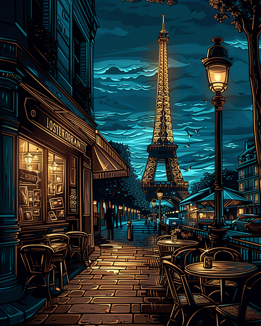 Night Scene Paris (Paint by Numbers)