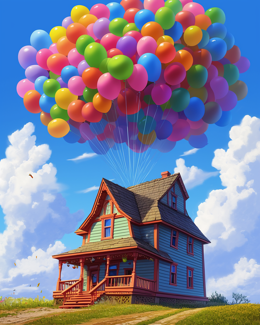 Pointillist Balloon House Paint by Numbers