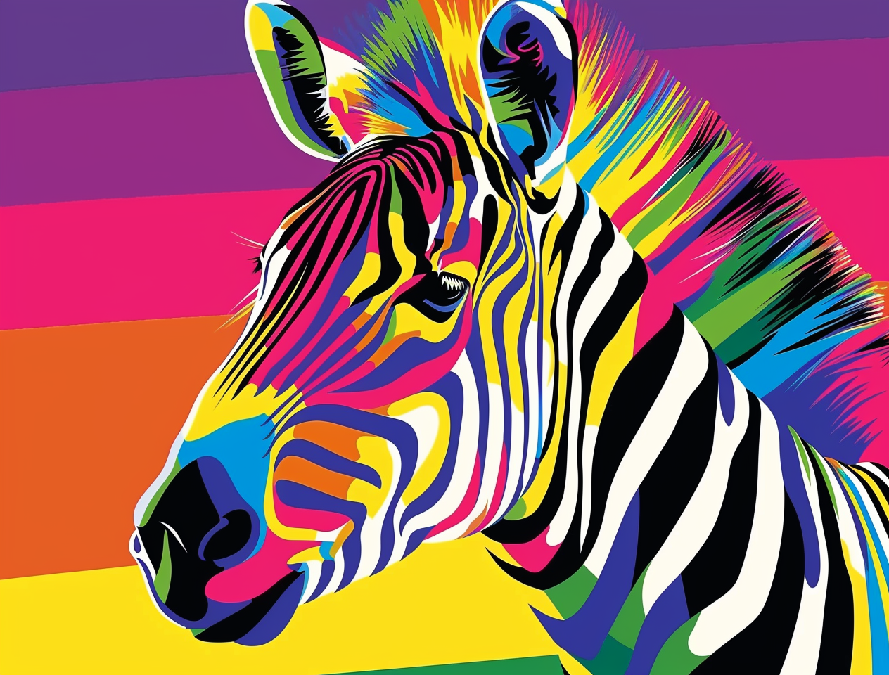 Pop Art Zebra Paint By Numbers