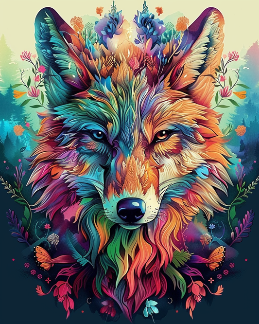 Psychedelic Wolf I (Paint by Numbers)