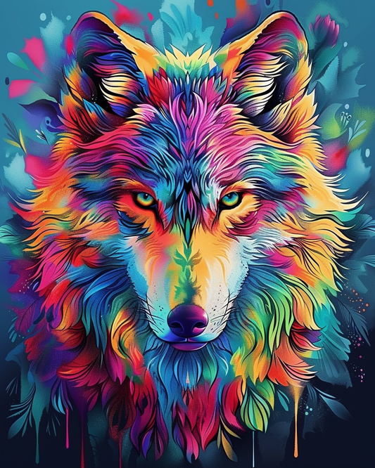 Psychedelic Wolf V (Paint by Numbers)