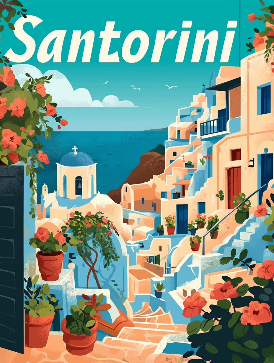 Santorini Travel Poster