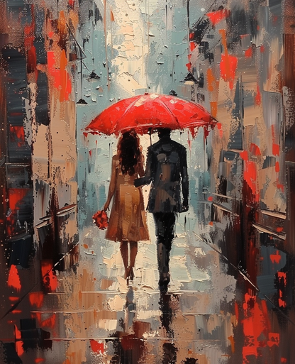 Stroll in the Rain (Paint by Numbers)