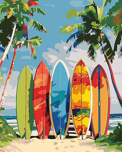 Summer Beach Surfboards Paint By Numbers