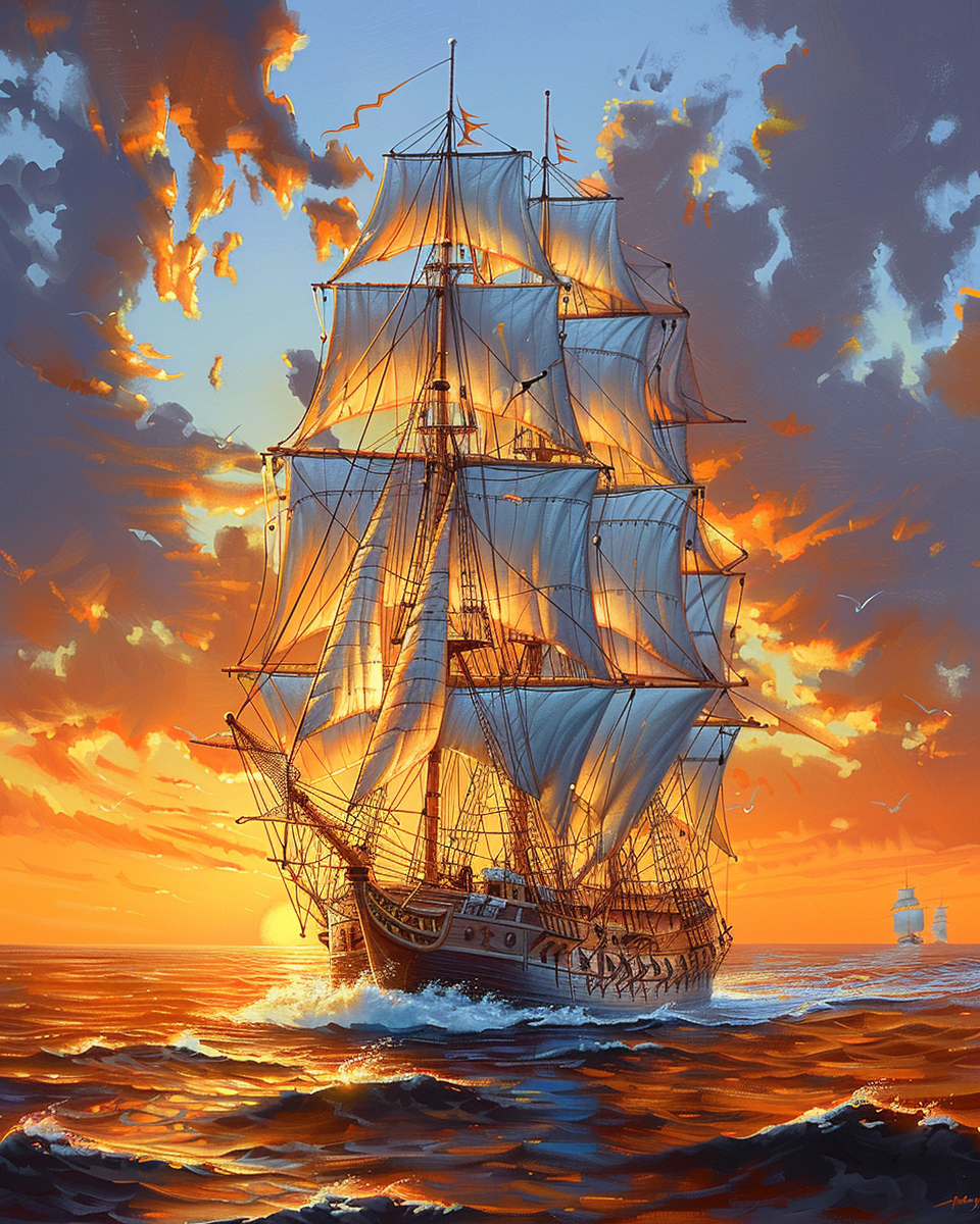 Sun and the Ship (Paint by Numbers)