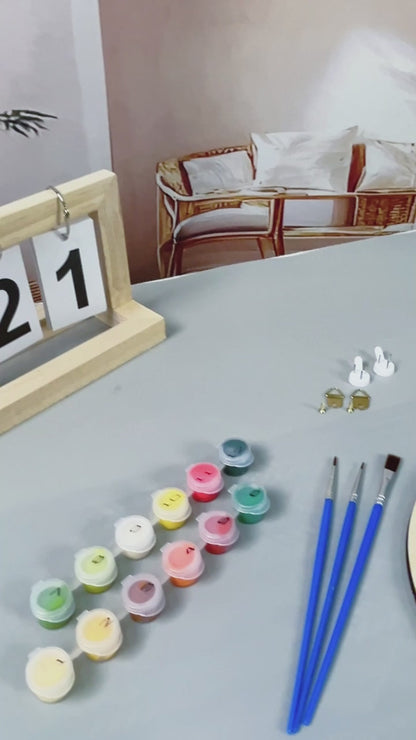 Cute Ghost DIY. Paint by numbers on Wood Slice 20cm.